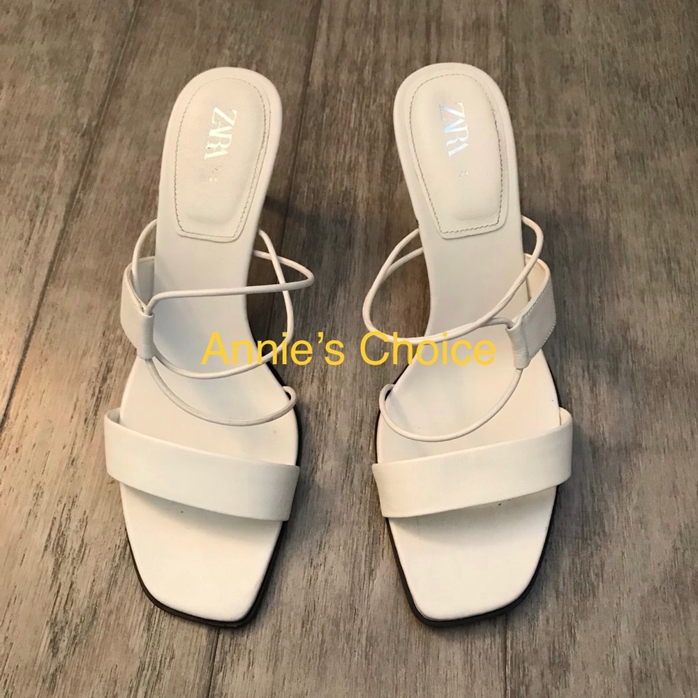 ZARA Preowned Leather Sandals(White, US 10/EUR 41)